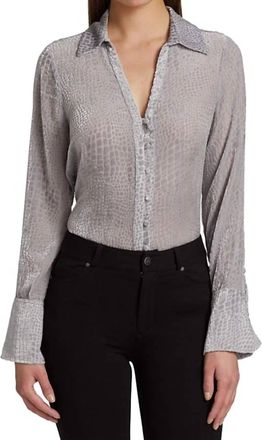 Paige Toscani Blouse In Slate Grey/crocodile Burnout