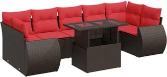 vidaXL Vidaxl - 8 Piece Garden Sofa Set with Cushions Brown Poly Rattan Acacia