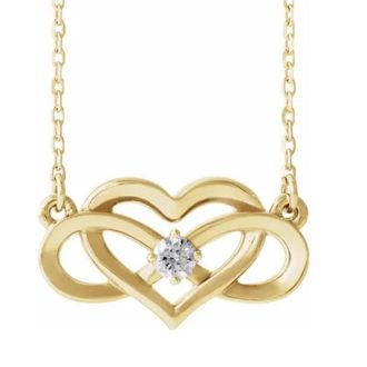 Pompeii3 14k Yellow Gold Solitaire Heart Shaped Infinity Pendant 18 Necklace