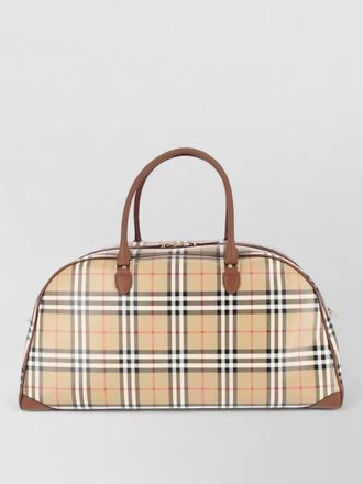 Burberry checkered travel bag dual handles strap