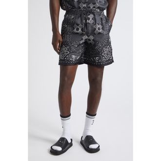 Amiri MA Check Silk Shorts in Black at Nordstrom, Size Xx-Large