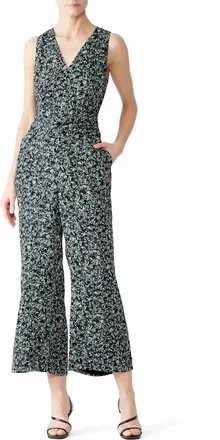Greylin Luna Printed Culotte Jumpsuit In Black/green/white