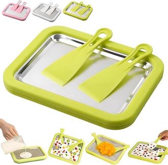 OEM Juego Para Hacer Helado Enrollado, M&aacute;quina Para Postres Congelados De Acero Inoxidable, Bol Para Hacer Helado Enrollado Diy Apto Adultos, Blanco
