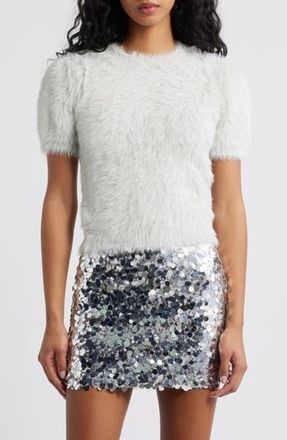 BP. Fuzzy Metallic Sweater in Ivory- Silver at Nordstrom Rack, Size X-Small