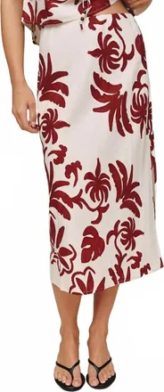 Bella Dahl Bias Side Slit Skirt In Island Damask Print