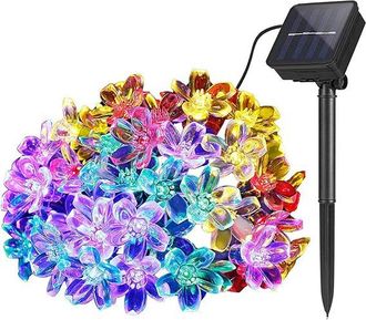 OEM Guirnalda De Luces Para Jard&iacute;n Exterior, 7 Metros (23 Pies), 50 Led, Dise&ntilde;o Floral, Resistente Al Agua, Funciona Con Energ&iacute;a Solar