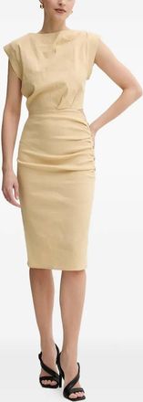 Pinko cut-out button-detail midi dress - Neutrals