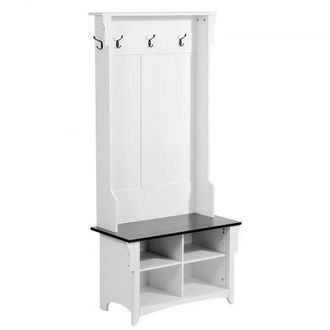 OEM Perchero De Madera De 818 X 400 X 1720 Mm Con Banco Y Zapatero Perchero Con Estantes Ajustables Y 5 Ganchos, Mueble De Vest&iacute;bulo Con 4 Cajones De Alma