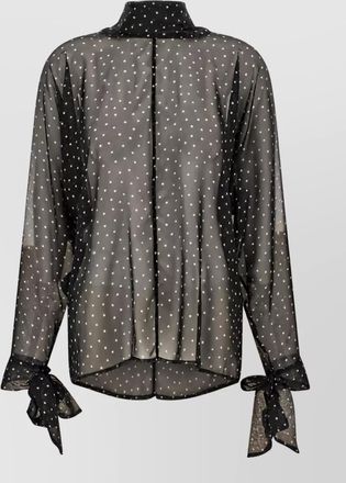 P.A.R.O.S.H. star print semi sheer long sleeve scarf neck blouse
