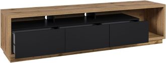 Petits Meubles Mueble TV 3 cajones 200 cm estratificado Negro marr&oacute;n