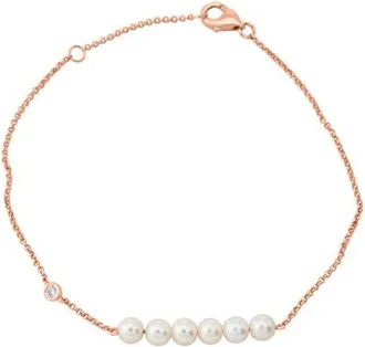 Effy 14K Yellow Gold Diamond Fresh Water Pearl Accent Bracelet in 14K Gold at Nordstrom, Size 7