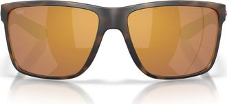 Costa Broadbill II XL 62mm Polarized Oversize Rectangular Sunglasses in Matte Tortoise /Gold 580G at Nordstrom