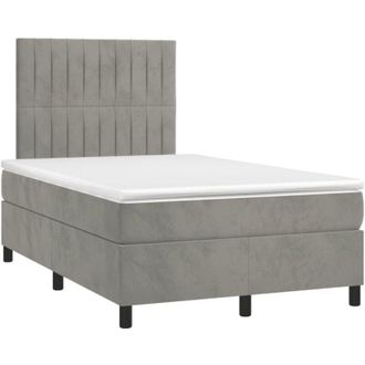 vidaXL Cama Box Spring Colch&oacute;n Y Led Terciopelo Gris Claro 120x190 Cm Vidaxl