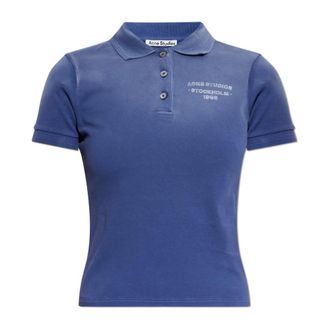 Acne Studios Polo Shirts, female, Blue, Size: XS Sprayed Polo T-shirt