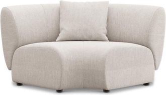 Castlery Auburn Curve Corner Sofa Customized, Performance Linen Weave, Light Grey, Spill Resistant, Modular by Castlery
