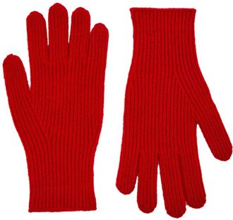 Toteme Ribbed Cashmere Gloves - Red - One Size