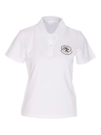 Moncler logo-patch polo shirt - women - Cotton - 1 - White