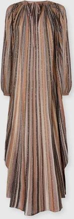 Missoni Long Caftan In Ribbed Viscose Lam&eacute; With Wide Sleeves in Green& Brown at Nordstrom, Size 42 It