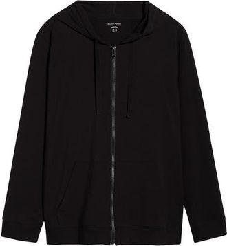 Eileen Fisher Hooded Zip Jacket in Black at Nordstrom, Size 1 X