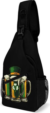 Generic St Day Patricks Beer Irish Mens Print Crossbody Large Sling Backpack Casual Chest Bag Gift for Traveling Hiking Workout