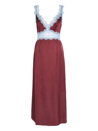 Never Fully Dressed Mini lace-trim V-neck dress - Red