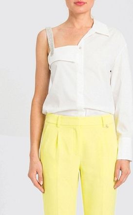 Twin-Set Camicia monospalla Twinset Actitude in cotone con strass