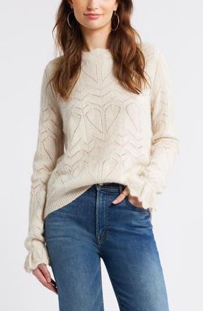 Treasure & Bond Pointelle Scallop Neck Sweater in Ivory Dove at Nordstrom Rack, Size Xx-Large