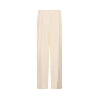 Fabiana Filippi Wide Trousers, female, White, Size: XS Wide Pleated Trousers