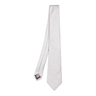 Canali Ties, male, Gray, Size: ONE SIZE Silk and linen. Bright silver