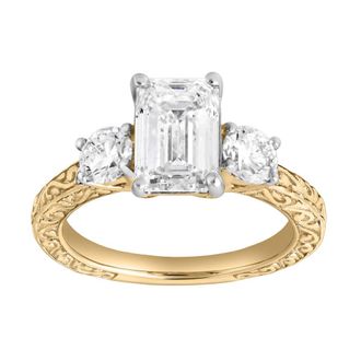 LuvMyJewelry Novelle 14K Gold 2.65 Ct Emerald Cut Lab Grown Diamond Engagement Ring in 14K Yellow Gold at Nordstrom, Size 7