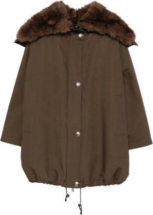 VALENTINI 1972 K6102Rev Eco Fur Parka - Dames - Parka Jassen - Groen - M - Katoen - Jassen