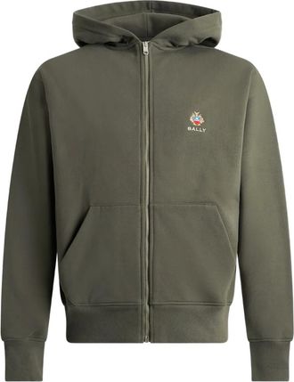 Bally embroidered zip-up hoodie - Green