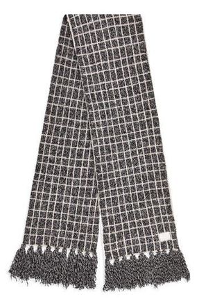 Varley Lindsey Check Boucl&eacute; Knit Scarf in Charcoal at Nordstrom Rack