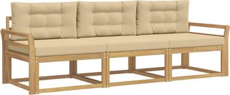 vidaXL Conjunto De Sof&aacute;s De Exterior 3 Uds. Y Beige Poli&eacute;ster Vidaxl