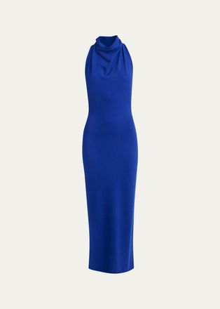 Givenchy Draped Halter Wool Knit Maxi Dress