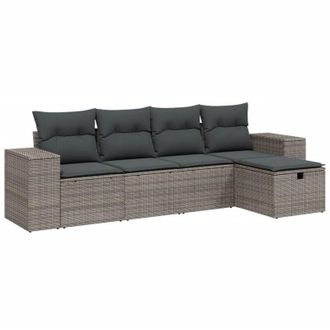vidaXL Vidaxl - Set Divano da Giardino 5 pz con Cuscini Grigio in Polyrattan