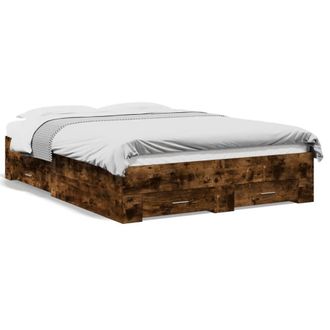 Berkfield Home Bed Frame with Drawers without Mattress Smoked Oak 120x200 cm in Brown | Size: Small Double