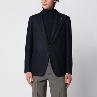 Tagliatore Navy blue single-breasted wool and cashmere jacket