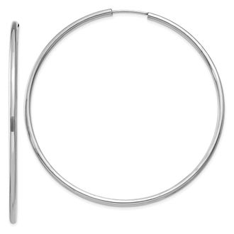 Diamond2Deal 10k White Gold Round Endless Hoop Earrings 2.88g