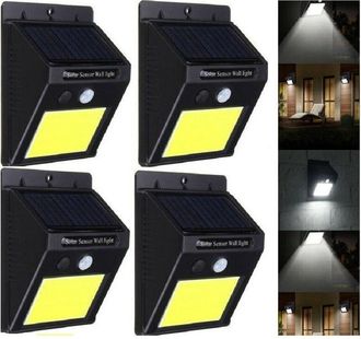 Trade Shop Trade Shop Traesio - Trade Shop - 4 Lampada Led Solare Da Esterno Giardino Faretto Fotovoltaico Sensore A 48 Led