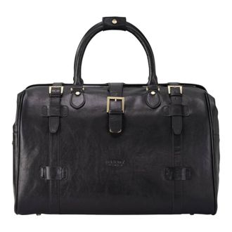 Infinity Leather Genuine Leather Duffle Holdall Vintage Travel Gym Bag - Windsor in Black