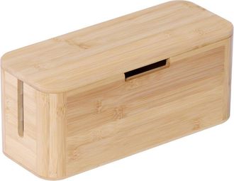 Relaxdays Relaxdays cable box for power strip, bamboo, magnetic lid, H x W x D 14.5x34x11 cm, hide cables, natural