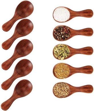 OEM 20 Mini Cucharas De Madera Con Mango Corto, Peque&ntilde;as Cucharas De Madera Para Sal, Especias, Az&uacute;car, Miel, T&eacute;, Mostaza, Hielo Y Leche En Polvo