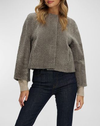 Gorski Reversible Collarless Shearling Lamb Jacket