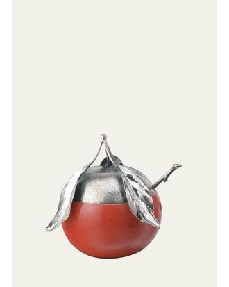 Buccellati Murano Glass & Sterling Silver Red Apple Jam Jar
