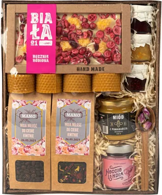 OEM Caja De Regalo Grande Para El D&iacute;a De La Madre, Set Para Madres, Velas, Chocolate Blanco, Miel