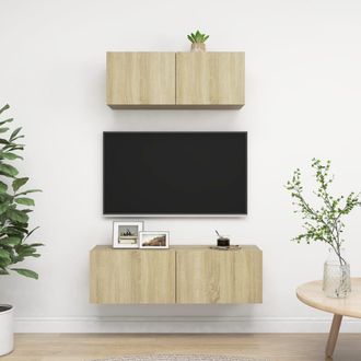Berkfield Home 2 Piece TV Cabinet Set Sonoma Oak Engineered Wood in Brown