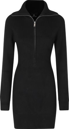 Anine Bing Black June Fitted Ribbed Cotton-Wool Day Dress