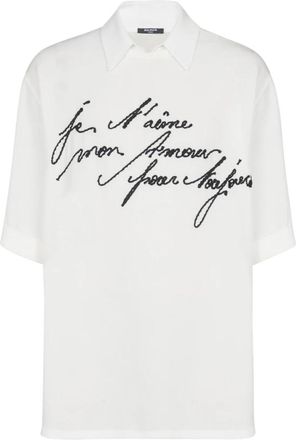 Balmain T-shirt met kraag en borduurwerk van Liefdesbrief - Heren - Polos - Wit - L - Tops