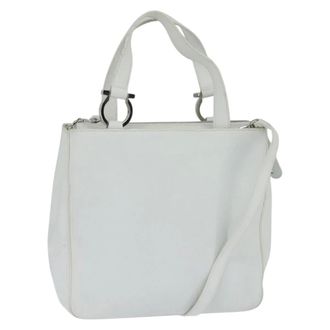 Ferragamo Gancini Leather White Leather Handbag (Pre-Owned)